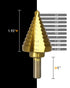 COMOWARE Step Drill Bit for Metal, Titanium Coated, Double Cutting Blades, 10 Sizes from 1/4” to 1-3/8"