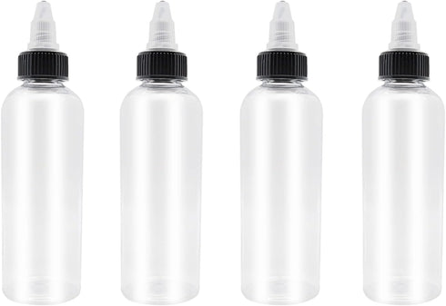 4 Pcs 5oz Plastic Boston Squeeze Bottles with Twist Top Cap