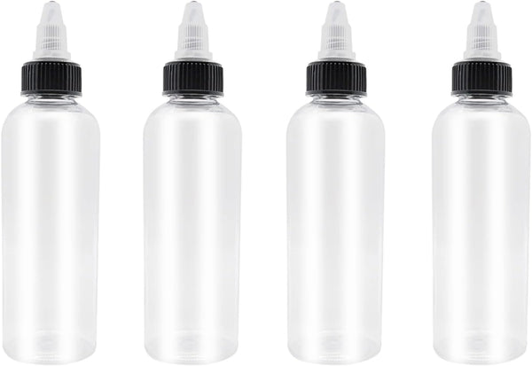 4 Pcs 5oz Plastic Boston Squeeze Bottles with Twist Top Cap