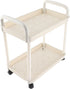 AUNMAS 2 Tiers Plastic Rolling Utility Cart with Wheels, Multi Functional Storage Trolley Mobile Shelf Rolling Storage