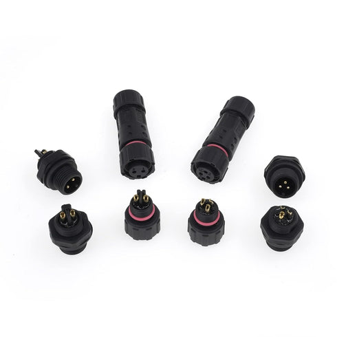 AOHUA M12 Waterproof Connector IP68 Outdoor Electrical Plug for 2 Or 3-pin Cables, Black