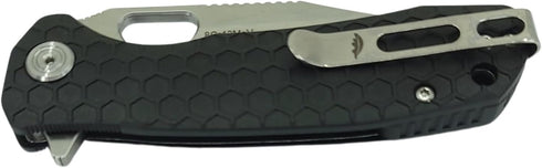 8Cr13MoV 3.63" Honey Badger Knives Large Clip Point Folding Pocket Knife - Steel, Blade, Black FRN Handle - Ball