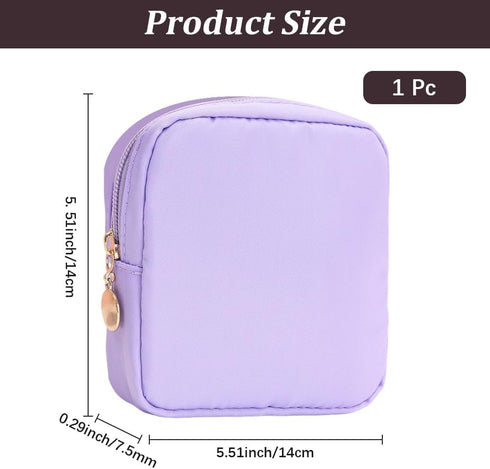 5.5 5.5In CRASPIRE Small Sanitary Napkin Pouch with Zipper Polyester Lilac Square x Functional Travel Toilet Period