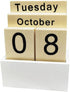 IELEPHONIX Wooden Perpetual Calendar for Desk, Metal Wood Month Date Display for Teachers,