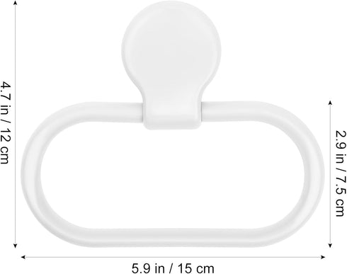 Wall-Mounted Towel Ring - White Plastic Hand Towel Holder for Bathroom