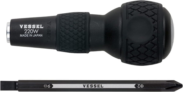 VESSEL BALL GRIP Interchangeable Screwdriver 1/4" Hex Bit (SET 1PC. (+2 and -6) 220W62J)