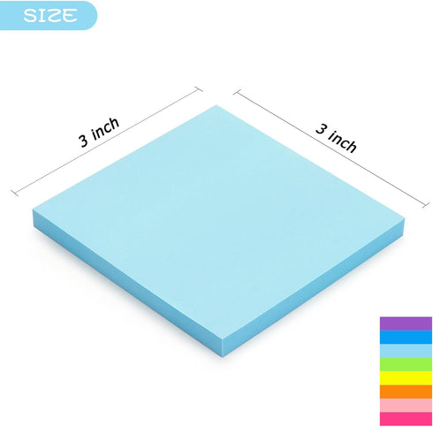 Early Buy 16 Pads Sticky Notes, 8 Bright Color Self-Stick Notes, 3 in x 3 in, 60 Sheets/Pad