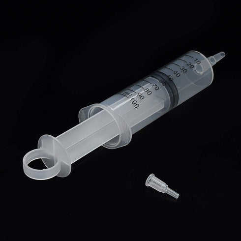 5 Pack 100ml Syringes with Tip Adapters, Large Garden Syringe for Scientific Labs, Nutrient Measuring, Watering, Refilling