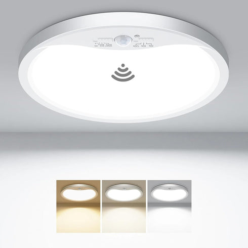 hepside Motion Sensor Ceiling Light Wired, 3000K/4000K/6500K LED Flush Mount Ceiling Light