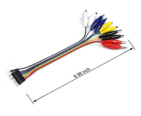 UCTRONICS Breadboard Alligator Clip Jumpers, 2x10pcs 8 inch Gator to Male & Female Jumper Wires for Testing