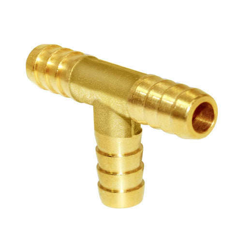 Joywayus 3/8" Hose Barb Fitting, Tee 3 Way Brass Intersection/Split Fitting for Water/Fuel/Air