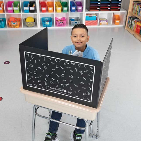 Really Good Stuff Deluxe Privacy Shield, Large - Black Corrugated Plastic for Student Desks