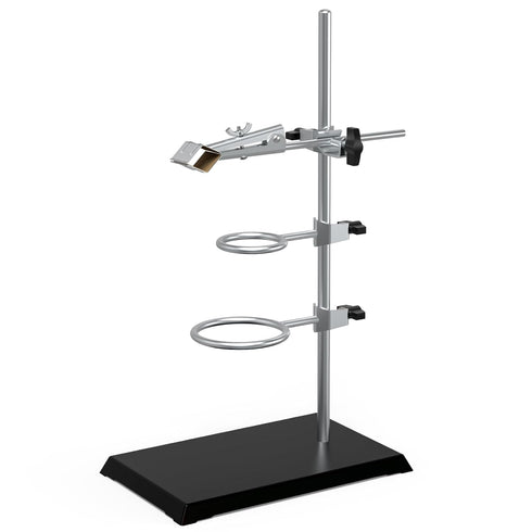 Chemistry Laboratory Stand Set with Support Stand, 2 Retort Rings, Rod and Flask Clamp