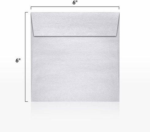LUXPaper Square Invitation Envelopes, Peel & Press, 6" x 6", Silver Metallic, 80lb Text, 50 Qty