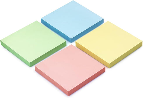 Sticky Notes 3x3 Self-Stick Notes Bright Colors 4 Pads 100 Sheets/Pad