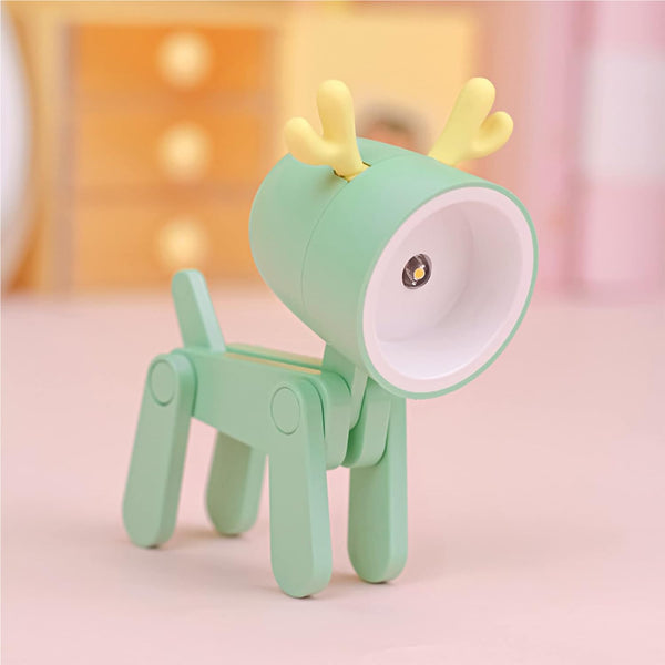 Mini LED Desk Lamp Cute Small Phone Holder Creative Dog/Deer Shape Night