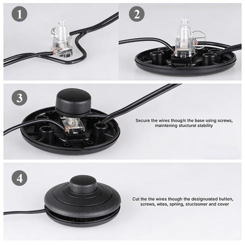 Volwiqu 3Pcs Floor Lamp Foot Switch,Black Foot Pedal Switch for Lamp Switch Replacement,Round Floor Lamp Inline Switch