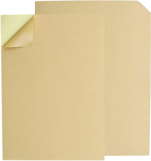 SAFYY 100 Sheets Kraft Sticker Paper Labels, 8-1/4" x 11-11/16" Self Adhesive Shipping