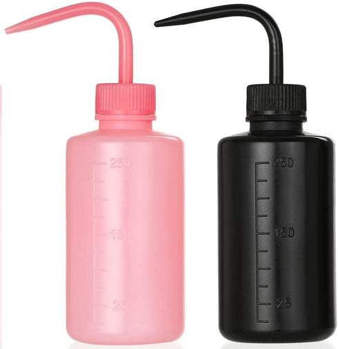2Pcs 8oz ABS Water Squirt Bottles for Tattoo Cleaning, Labware Washing, Plant Watering, Black & Pink