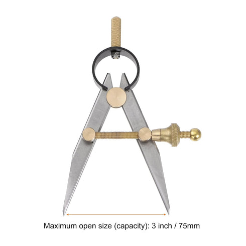 Spring Joint Caliper 3 inch / 75mm Steel Divider Caliper with Brass Fulcrum for Metalworking Geometry Drawing