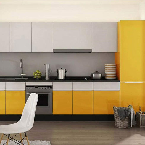 LaCheery Glossy Yellow Contact Paper, 15.8"x80" Waterproof Peel and Stick Wallpaper for Kitchen Cabinets and Furniture