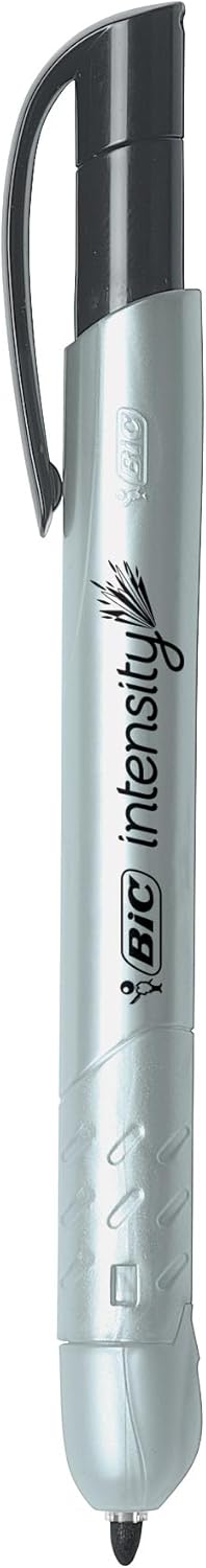 BIC Intensity Retractable Permanent Markers, Fine Bullet Tip, Black, 12-Count Pack
