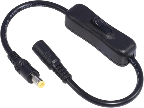 PLCPDM DC5.5x2.1/2.5mm Male to Female Power Extension Cable Cord with Switch-Button for Routers LED Lights