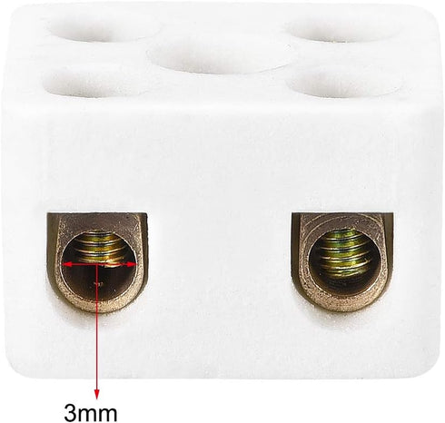 uxcell 2 Way Ceramics Terminal Blocks, High Temp Porcelain Connectors for Electrical Wire Cable, 5 Pcs