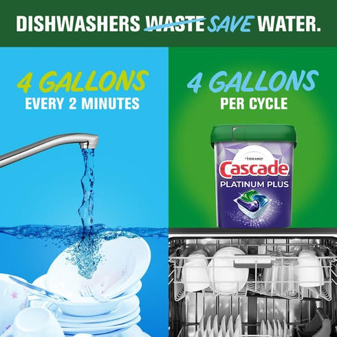 Cascade Platinum Plus ActionPacs - Dishwasher Detergent Pods, Mountain, 62 Count