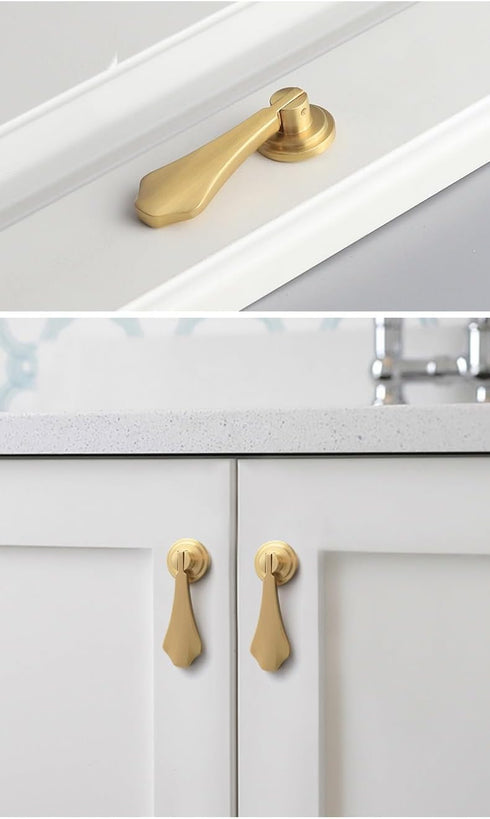 SANCHAKOU 2Pcs 2 Zinc Alloy Cabinet Pulls Brass Chinese Pendant Gold Furniture Knob Bedside Table Shoe Cabinet Kitchen