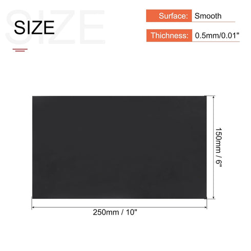 MECCANIXITY Black ABS Plastic Sheet 10 x 6 x 0.02 Inch for Building Model, DIY Crafts, Panel, Pack of 2 Pcs