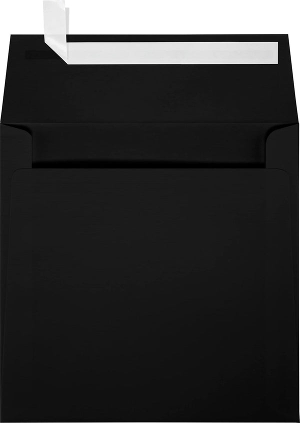 LUXPaper Square Invitation Envelopes | 6 1/4" x 6 1/4" | Black Linen | Peel & Press | 80lb. Text | 50 Qty