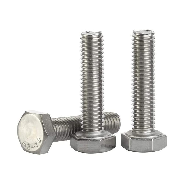 M6 x 20mm Hex Head Screw Bolts - Fully Threaded, Stainless Steel 18-8, Plain Finish, Quantity 25