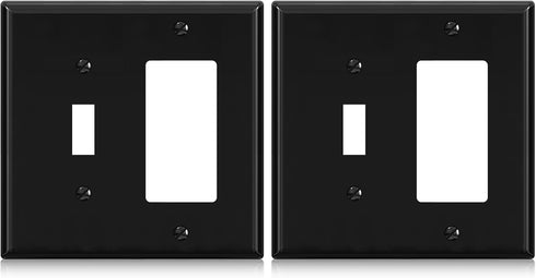 Combination Wall Plate ELEGRP, 2-Gang 1-Toggle Light Switch 1-Decorator/GFCI Device, Mid-Size Unbreakable Thermoplastic