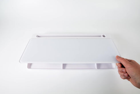 Glassboard Studio Glass Dry Erase Doodle Tray for Desktop Office Supply Storage - Includes 8 Markers and Eraser (White)