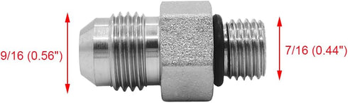 (4-PACK) 6400-06-04-O Hydraulic Hose Adapter Fitting 3/8" Male JIC 37° Flare (9/16"-18UNF) × 1/4" Male O-Ring Boss (7/16"-20UNF) SAE Straight Pipe Joints Tube Connector Carbon Steel