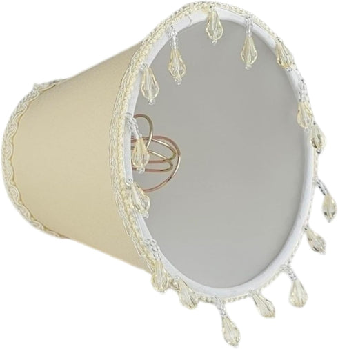 CSO-1047-5BG 3 5 4.5, Royal Designs, Inc. Beaded Hardback Empire Chandelier Shade with Designer Trim, x x Beige