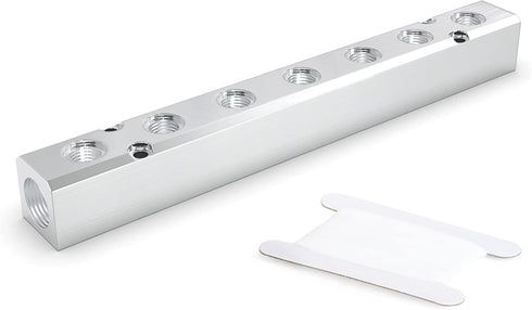 GASHER 1PCS Aluminum 7 Way 9 Port Pneumatic Manifold Air Distribution Block Splitter, 1/4" Output Port