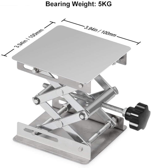 Stonylab 4"x4" Lab Scissors Jack, 100 x 100mm Stainless Steel Laboratory Support Lift Stand