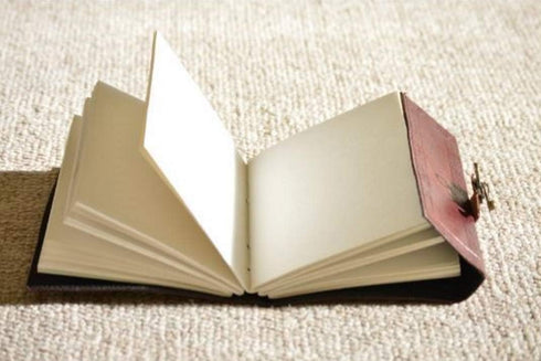 MONTEXOO Leather Bound Journal Sketch Book, 200 Pages Unlined Paper, 6 x 8 Inch, Brown Embossed, Handmade for Men Women