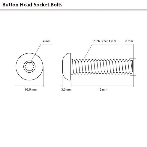 MewuDecor M6-1.0 x 12mm Button Head Hex Socket Cap Screws, 10.9 Grade Alloy Steel, Black Oxide Finish, Pack of 25