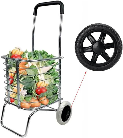UtySty 2 Pack 5 inch Shopping Cart Wheels Replacement Dia Rubber Foam Wheel Repair for Grocery Carts Folding Rolling