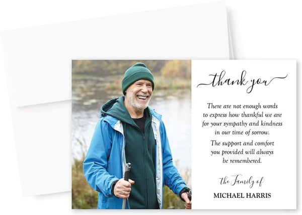 All Ewired Up Personalized Funeral Thank You Cards with Photo, Sympathy Acknowledgement Cards, Remembrance Ceremony,