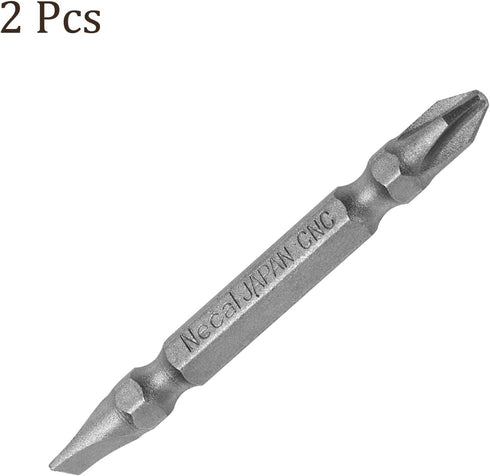 2pcs Double Ended Bits - Magnetic Phillips & Slotted Screwdriver for Pneumatic or Power Tool Use