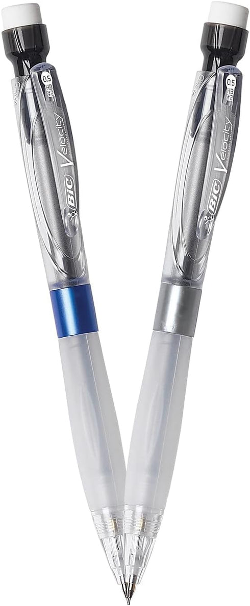 BIC Velocity Max Pencil, 0.5 mm, HB (#2), Black Lead, Gray Barrel, 2-Pack