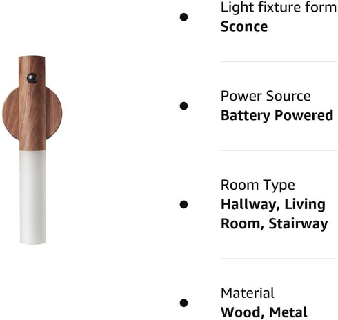 1PC) LANDGOO Wooden Motion Sensor Night Lights Magnet Body Sensor Hallway Night Lights Rechargeable Led Light Portable