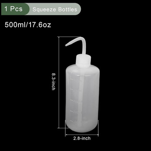 YOKIVE 1 Pcs Squeeze Wash Bottle, Lab Container with Bent Tip | Liquid Storing, Great for Laboratory, Gardening, Experiment Use (Translucent, 500ML) by YOKIVE