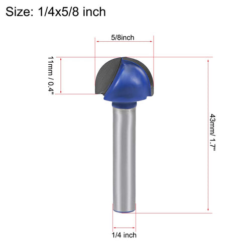 uxcell Router Bit 1/4" Shank, 5/8" Cutting Dia. Core Box, 2 Flutes Carbide for Woodworking