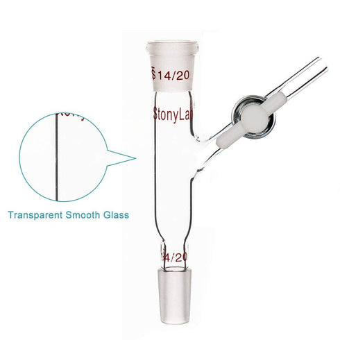 stonylab Glass Connecting Adapter with PTFE Stopcock, Borosilicate Glass 14/20 Flow Control Adapter
