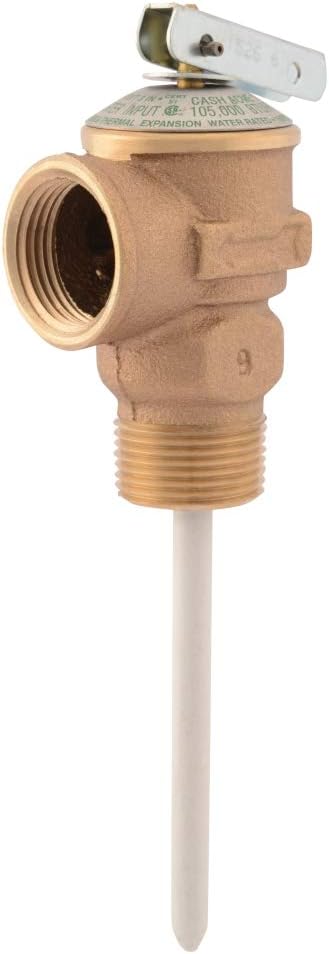 Cash Acme 3/4 Inch NCLX-5 Temperature and Pressure Relief Valve, Push to Connect Brass Plumbing Fittings, 150 PSI